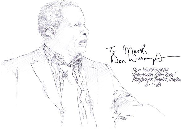 Autographed drawing of Don Warrington in Glengarry Glen Ross at the Playhouse Theatre on London's West End