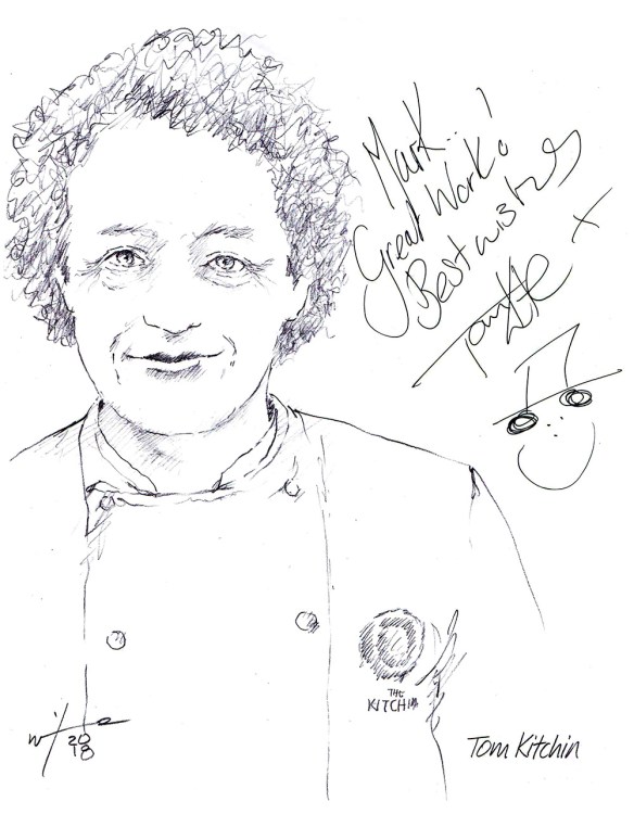 Autographed drawing of chef Tom Kitchin