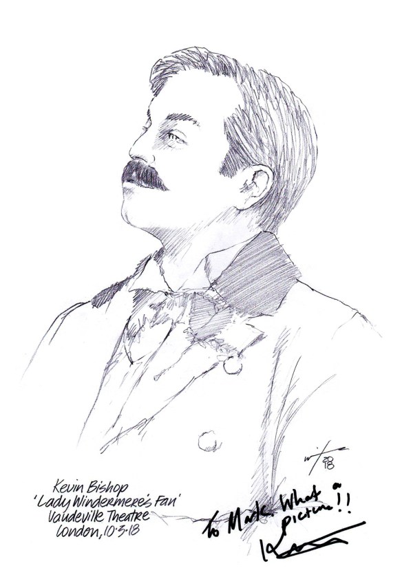 Autographed drawing of Kevin Bishop in Lady Windermere's Fan at the Vaudeville Theatre on London's West End