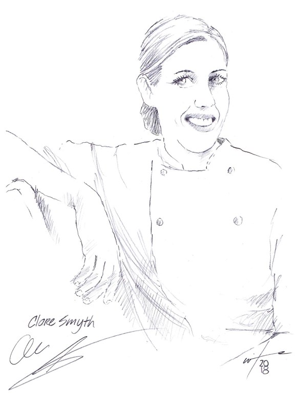Autographed drawing of chef Clare Smyth