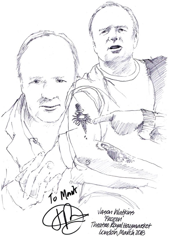 Autographed drawing of Jason Watkins in Frozen at the Theatre Royal Haymarket on London's West End