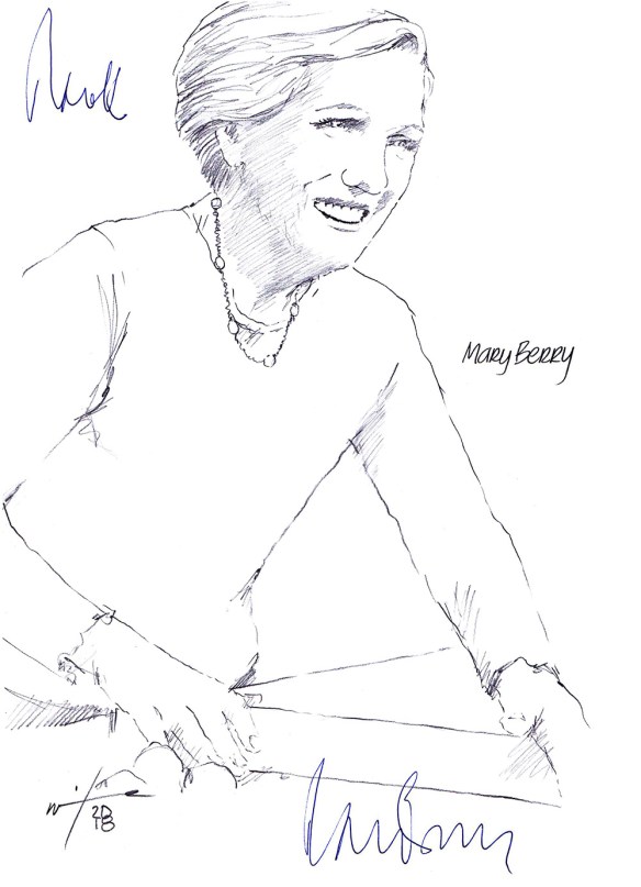 Autographed drawing of chef Mary Berry