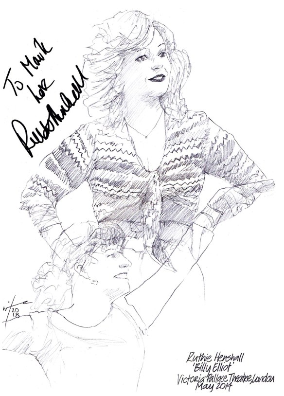Autographed drawing of Ruthie Henshall in Billy Elliot The Musical at the Victoria Palace Theatre on London's West End