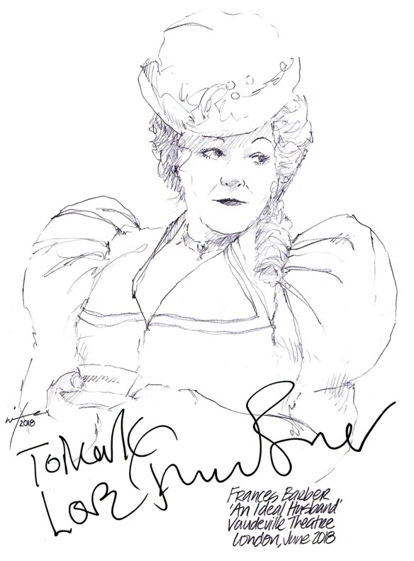 Autographed drawing of Frances Barber in An Ideal Husband at the Vaudeville Theatre on London's West End