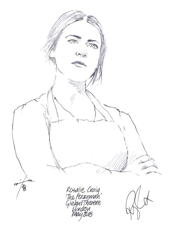Autographed drawing of Rosalie Craig in The Ferryman at the Gielgud Theatre on London's West End