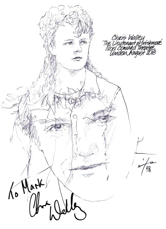 Autographed drawing of Chris Walley at The Lieutenant of Inishmore at the Noel Coward Theatre on London's West End