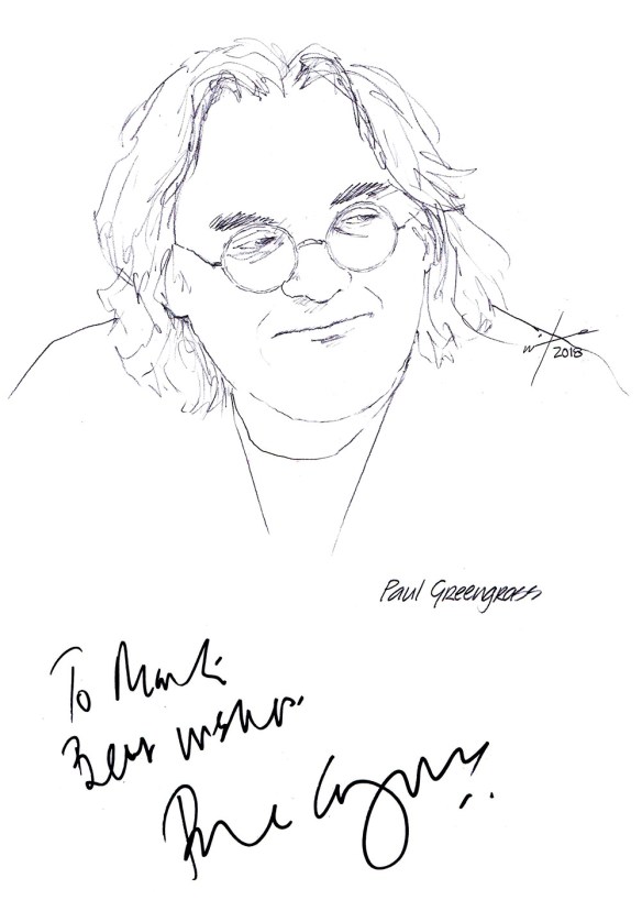 Autographed drawing of director Paul Greengrass