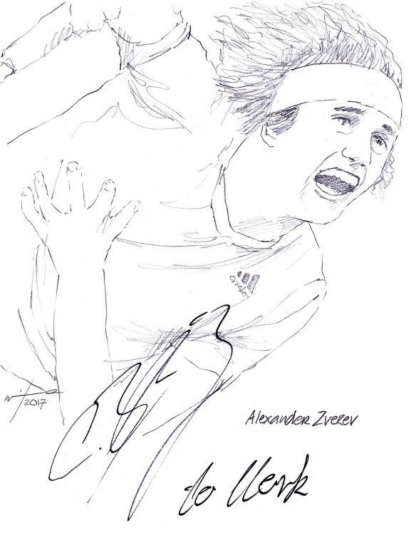 Autographed drawing of tennis player Alexander 'Sascha' Zverev