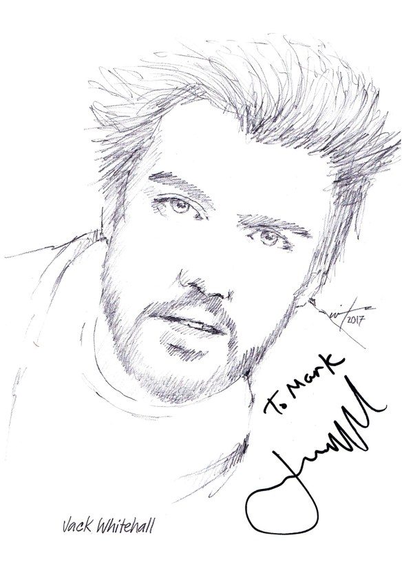 Autographed drawing of comedian Jack Whitehall