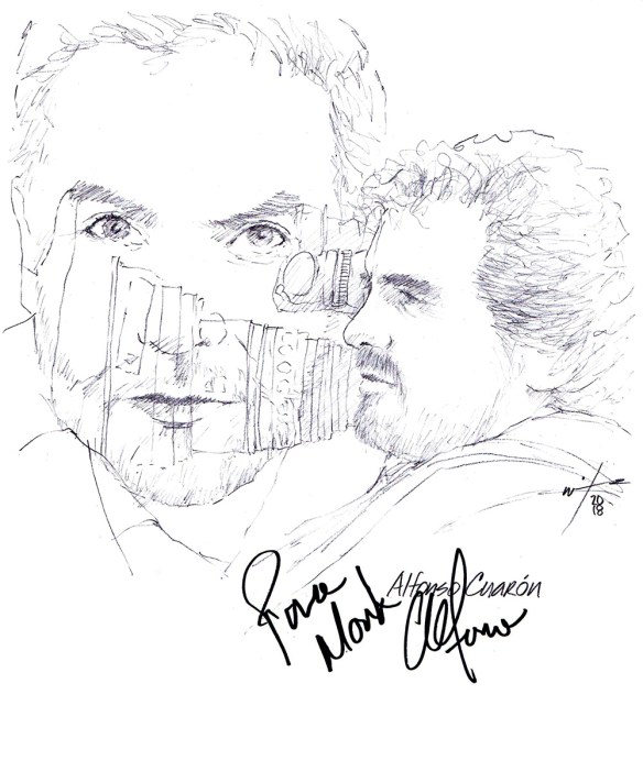 Autographed drawing of director Alfonso Cuarón