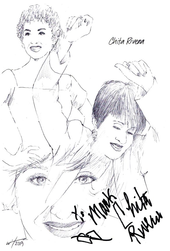 Autographed drawing of Chita Rivera