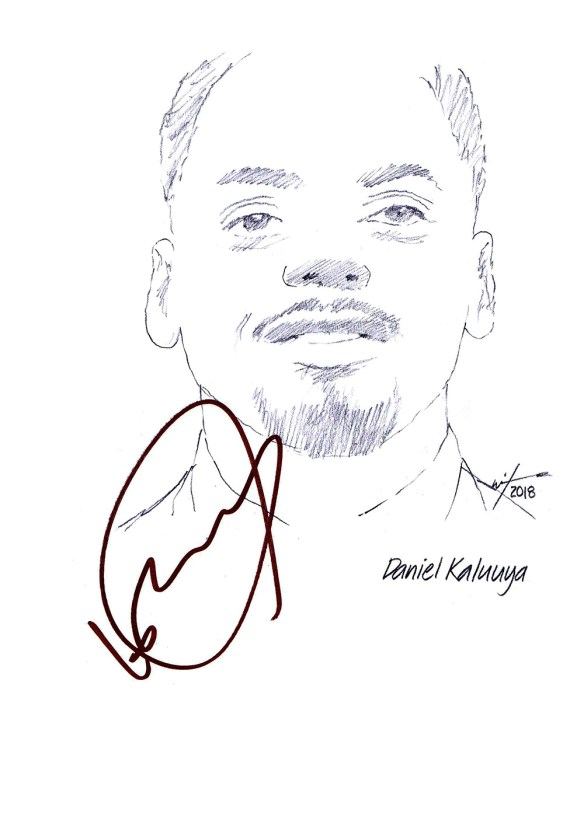 Autographed drawing of actor Daniel Kaluuya