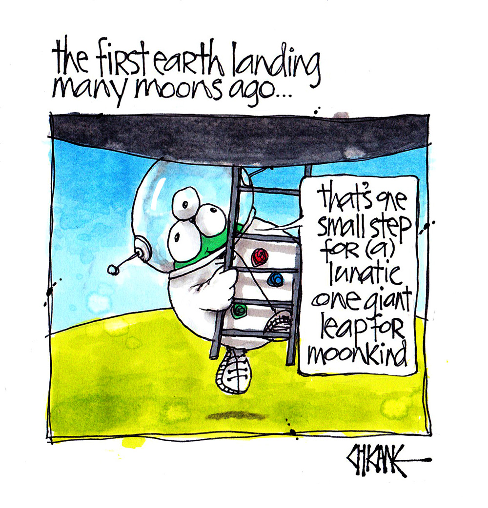 Moon landing cartoon
