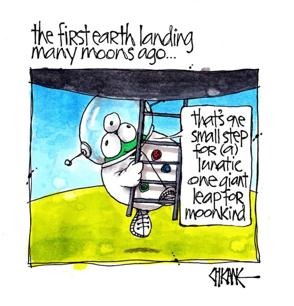 Moon landing cartoon