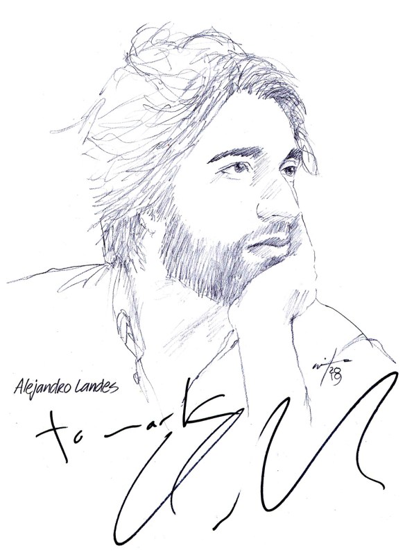 Autographed drawing of director Alejandro Landes