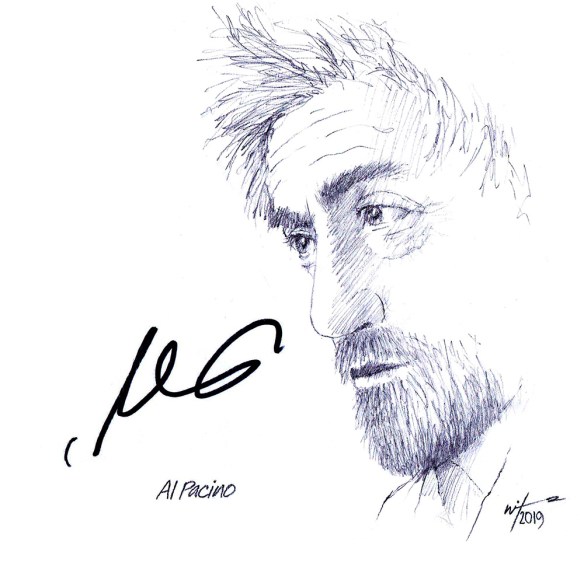 Autographed drawing of actor Al Pacino