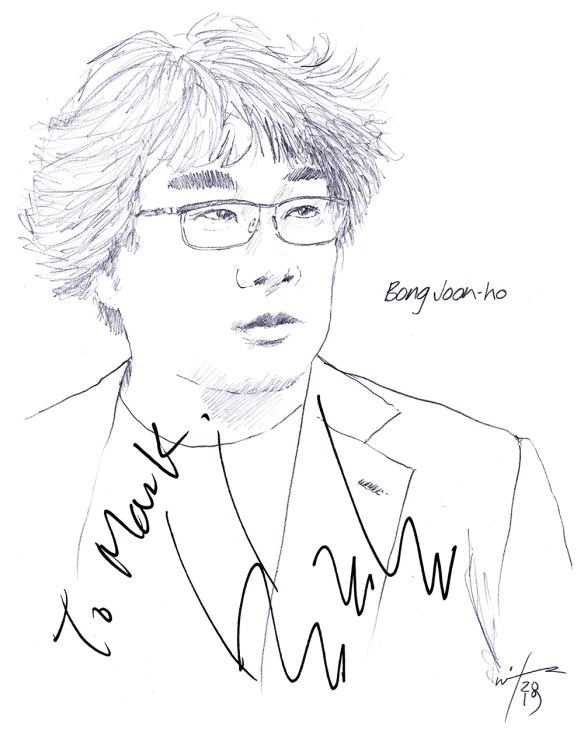Autographed drawing of director Bong Joon-ho