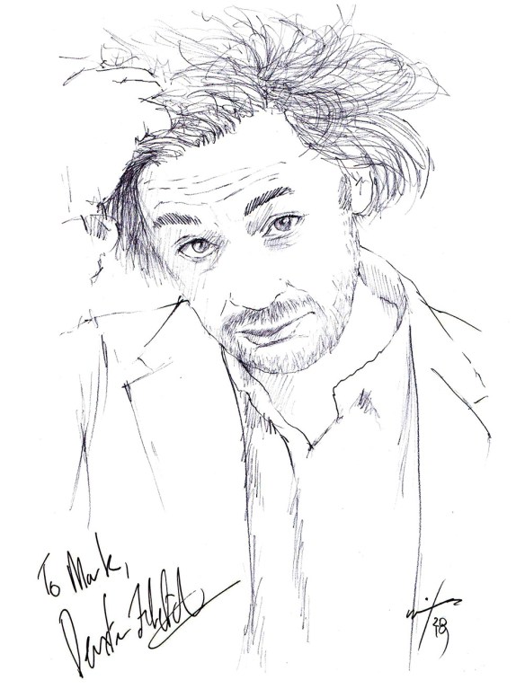Autographed drawing of director Dexter Fletcher