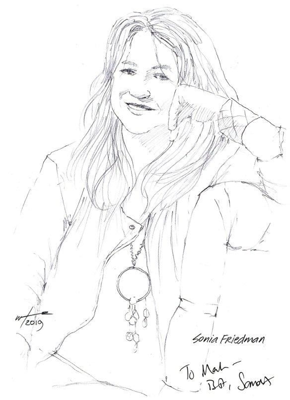 Autographed drawing of theatre producer Sonia Friedman