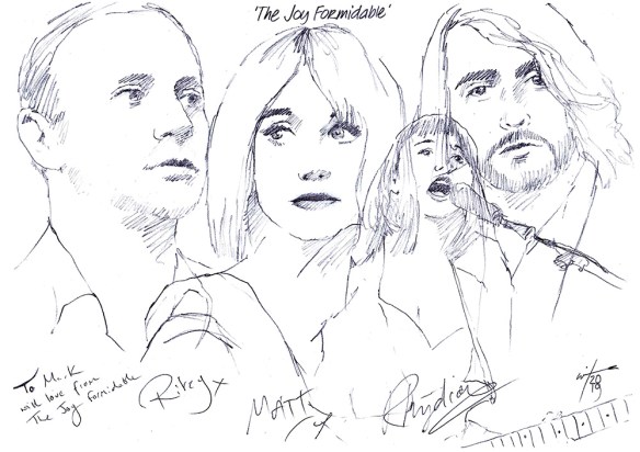 Autographed drawing of The Joy Formidable