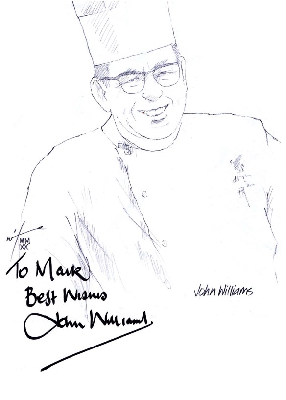 Autographed drawing of Chef John Williams