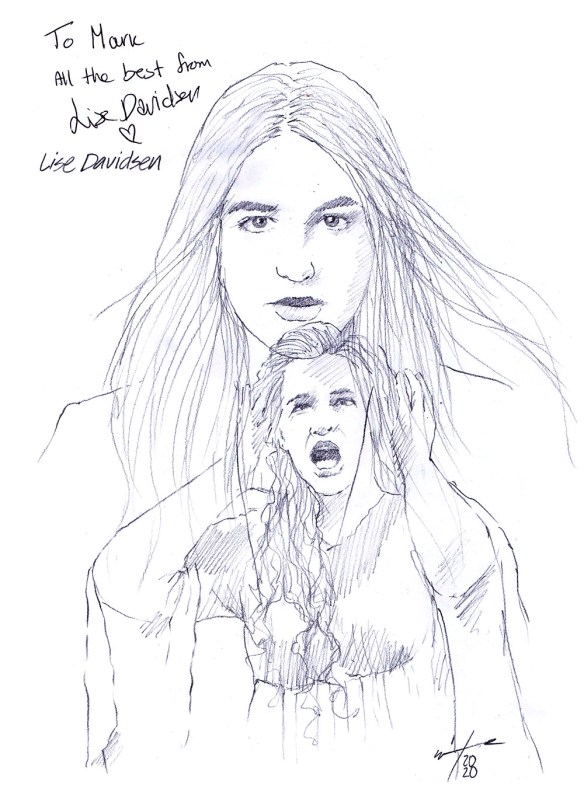 Autographed drawing of soprano Lise Davidsen