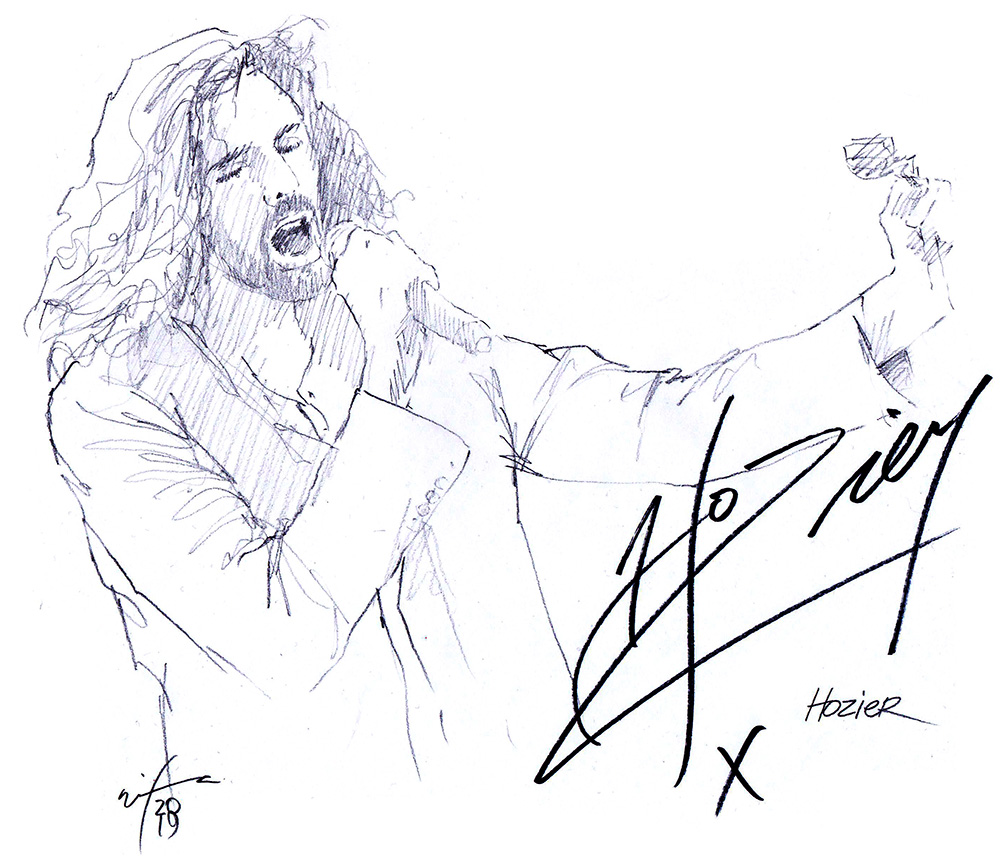 Autographed drawing of singer Hozier