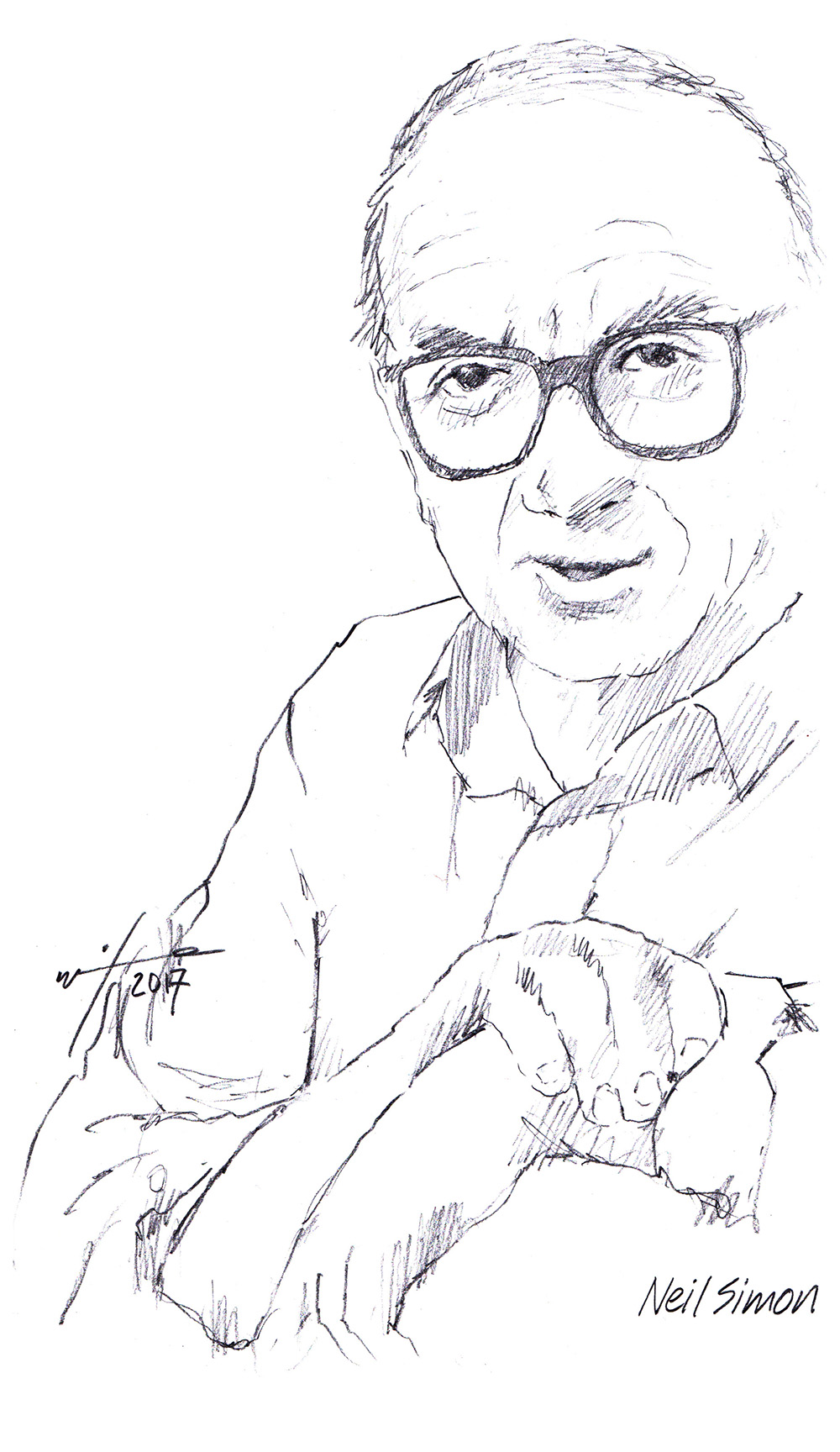 Drawing of writer Neil Simon