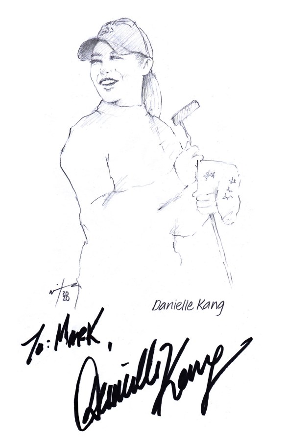 Autographed drawing of golfer Danielle Kang