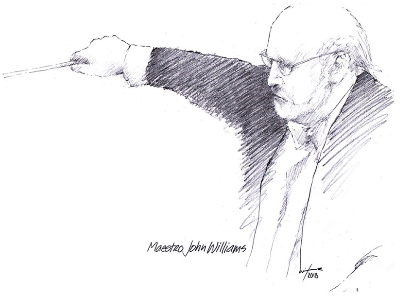 Drawing of composer John Williams