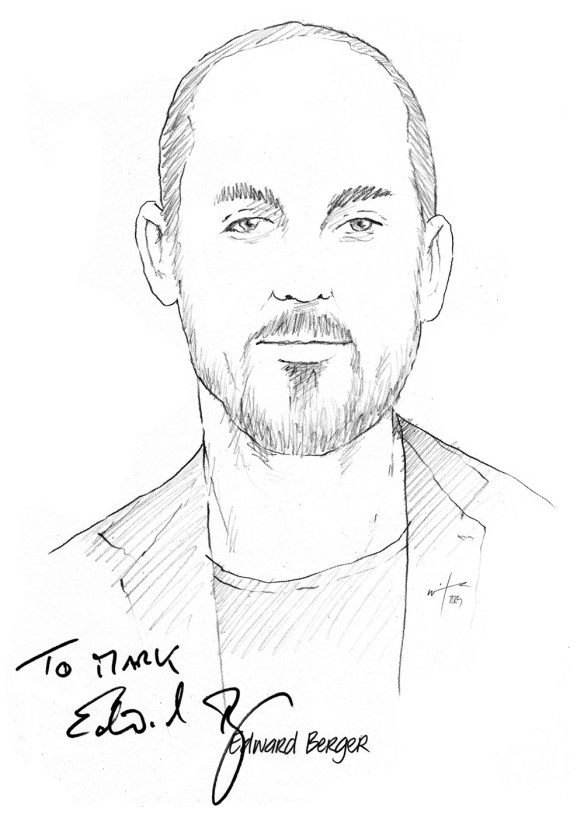 Autographed drawing of director Edward Berger